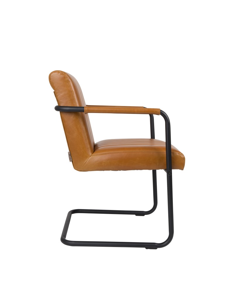 STITCHED Armchair | Art.Leather Cognac, Black legs