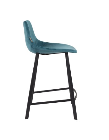 FRANKY Counter Stool | Velvet Petrol, Black legs