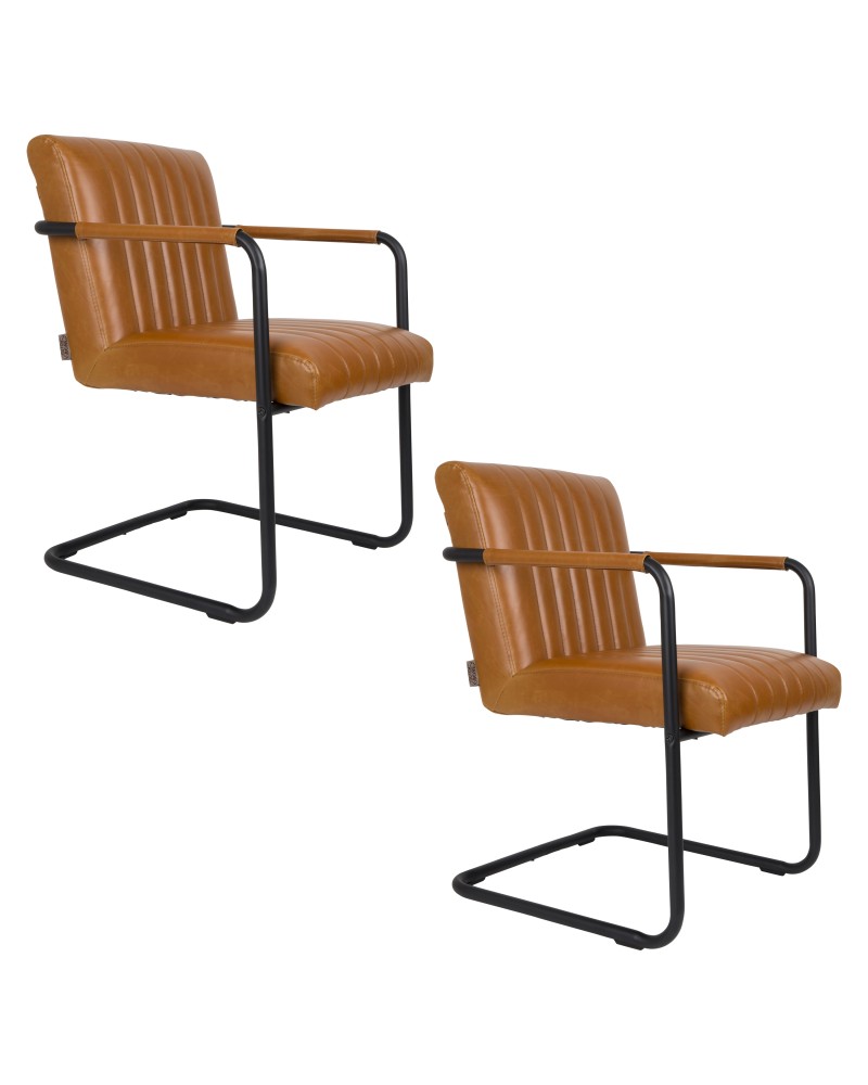 STITCHED Armchair | Art.Leather Cognac, Black legs