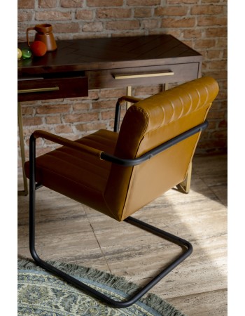 STITCHED Armchair | Art.Leather Cognac, Black legs