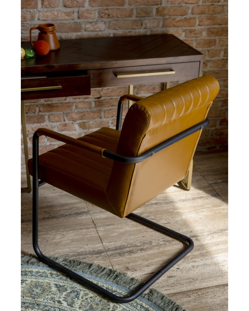 STITCHED Armchair | Art.Leather Cognac, Black legs