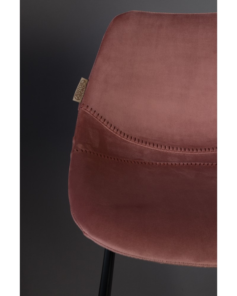 FRANKY Counter Stool | Velvet Old Pink, Black legs