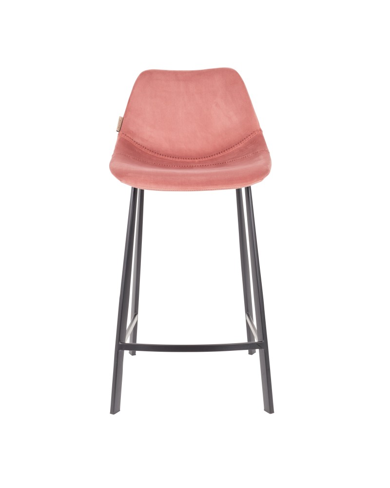 FRANKY Counter Stool | Velvet Old Pink, Black legs
