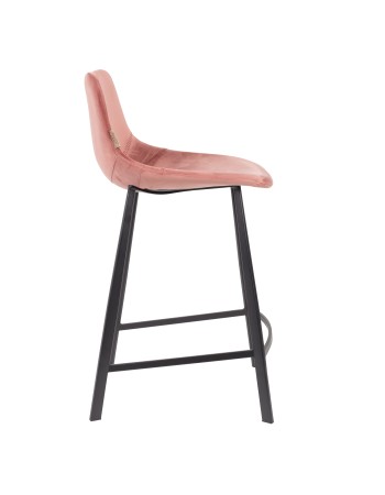 FRANKY Counter Stool | Velvet Old Pink, Black legs