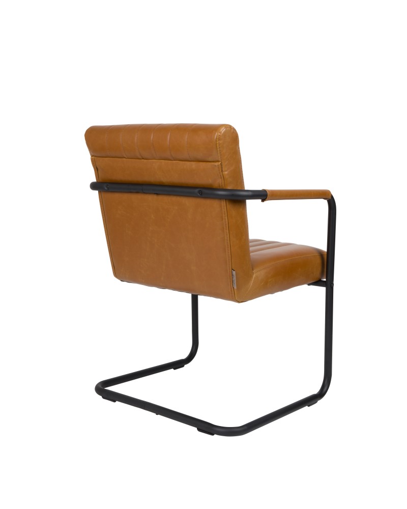 STITCHED Armchair | Art.Leather Cognac, Black legs