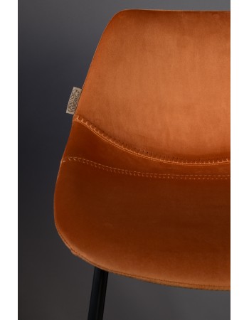 FRANKY Counter Stool | Velvet Orange , Black legs