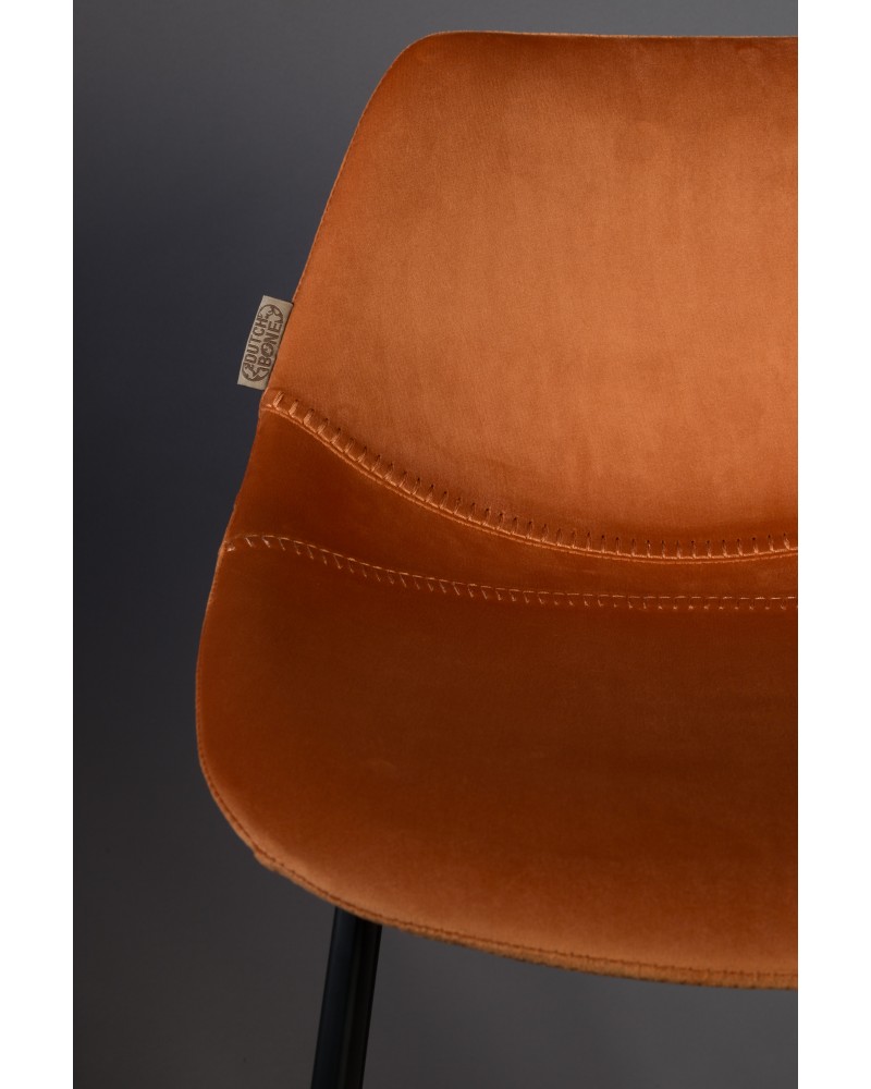 FRANKY Counter Stool | Velvet Orange , Black legs