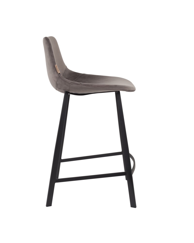 FRANKY Counter Stool | Velvet Grey, Black legs