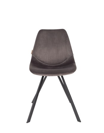 FRANKY  Chair | Velvet Grey, Black legs