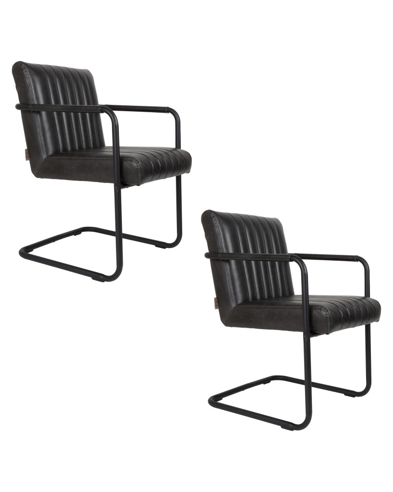 STITCHED Armchair | Art.Leather Grey, Black legs
