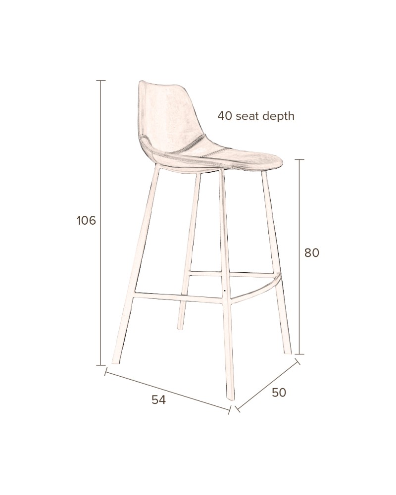 FRANKY Bar Stool | Brown FR, Black legs