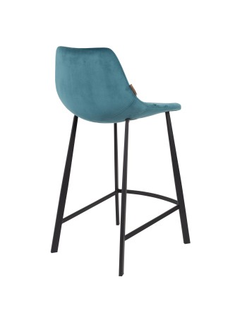 FRANKY Counter Stool | Velvet Petrol, Black legs