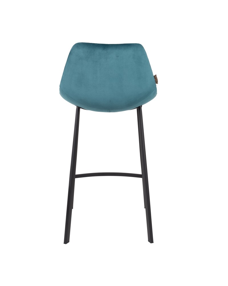 FRANKY Counter Stool | Velvet Petrol, Black legs