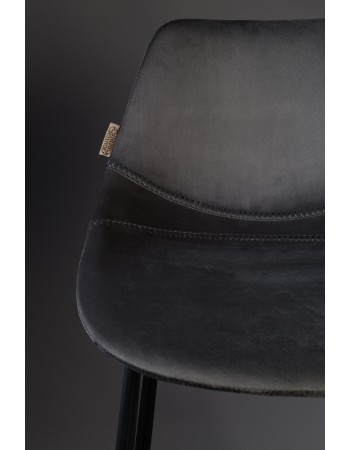 FRANKY Counter Stool | Velvet Grey, Black legs