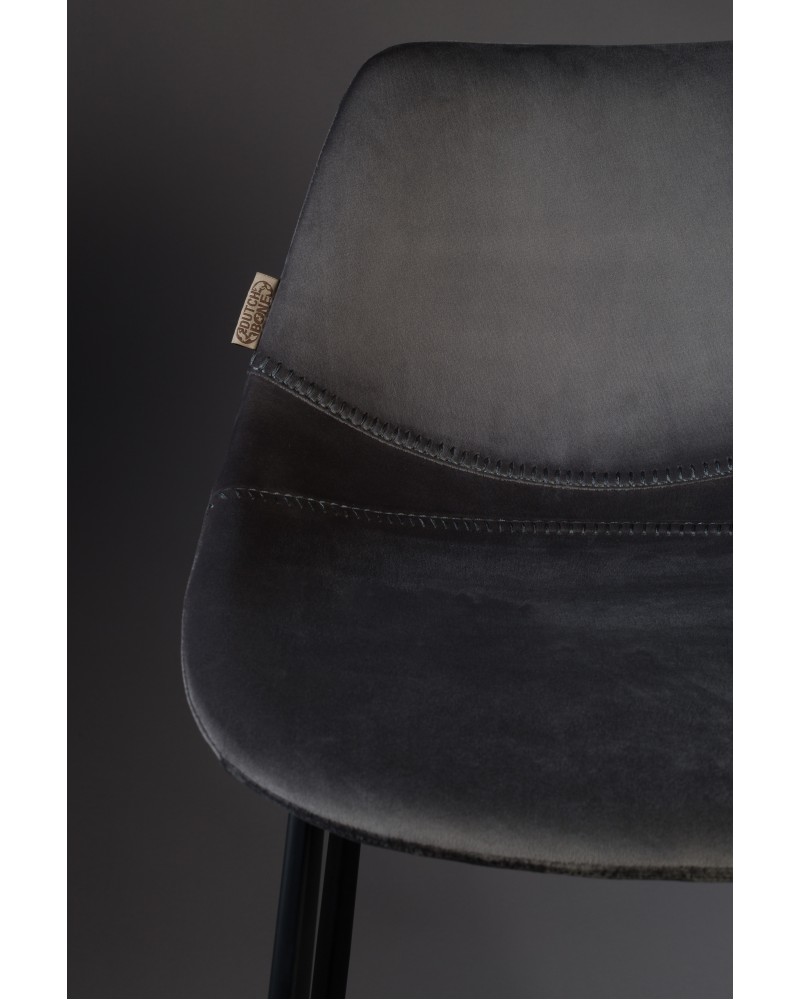 FRANKY Counter Stool | Velvet Grey, Black legs