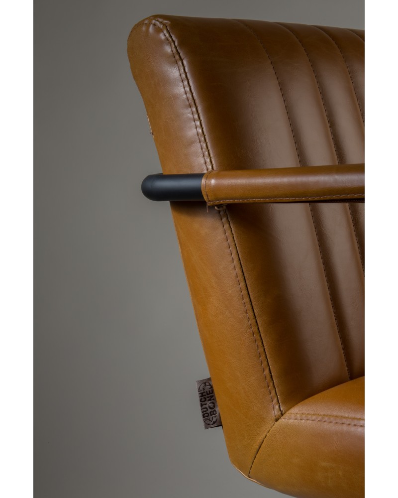 STITCHED Armchair | Art.Leather Cognac, Black legs