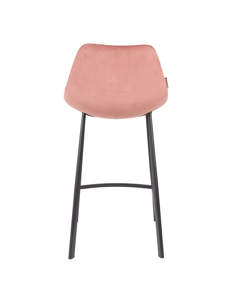 FRANKY Counter Stool | Velvet Old Pink, Black legs