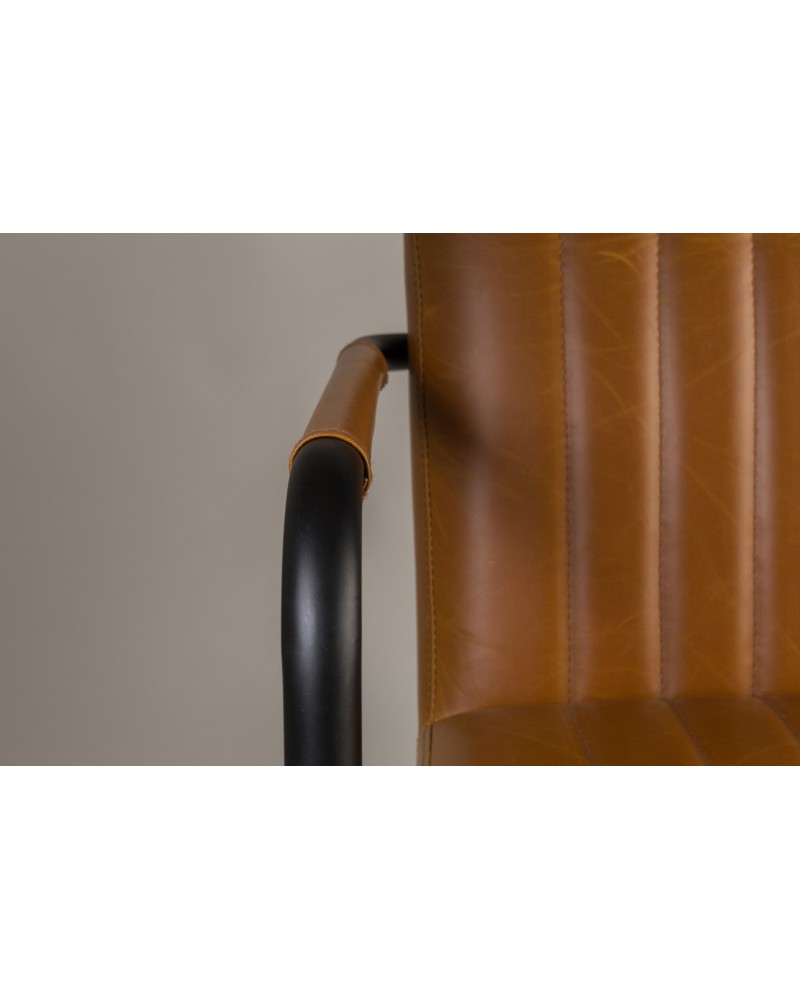 STITCHED Armchair | Art.Leather Cognac, Black legs
