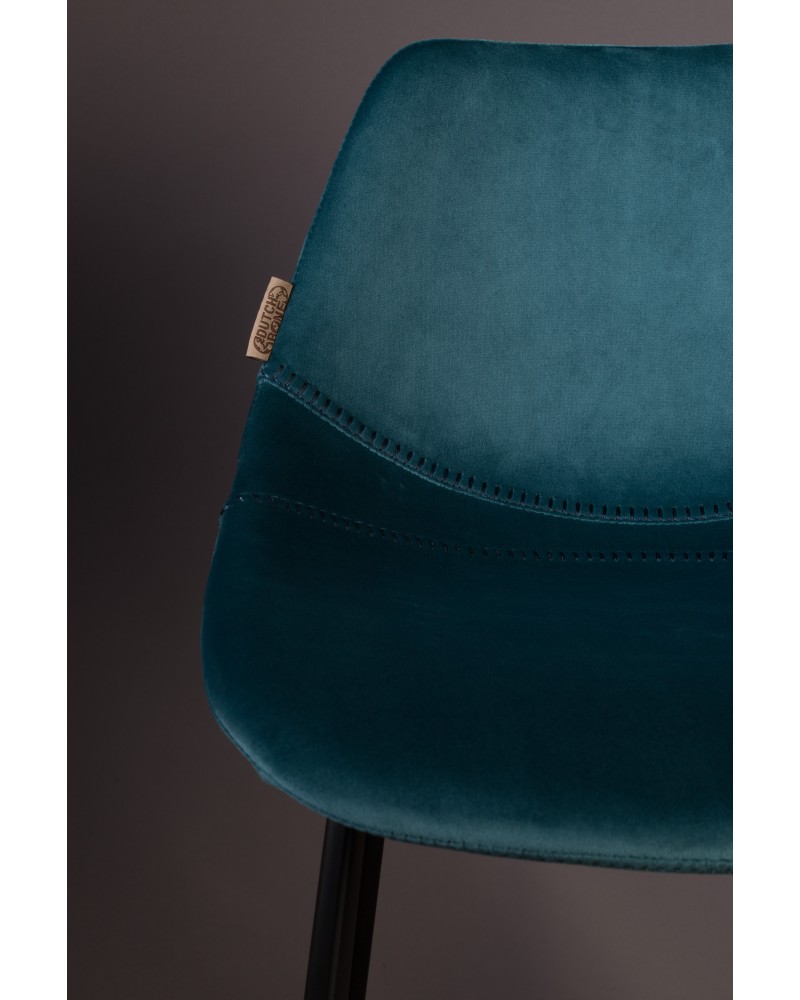 FRANKY Counter Stool | Velvet Petrol, Black legs