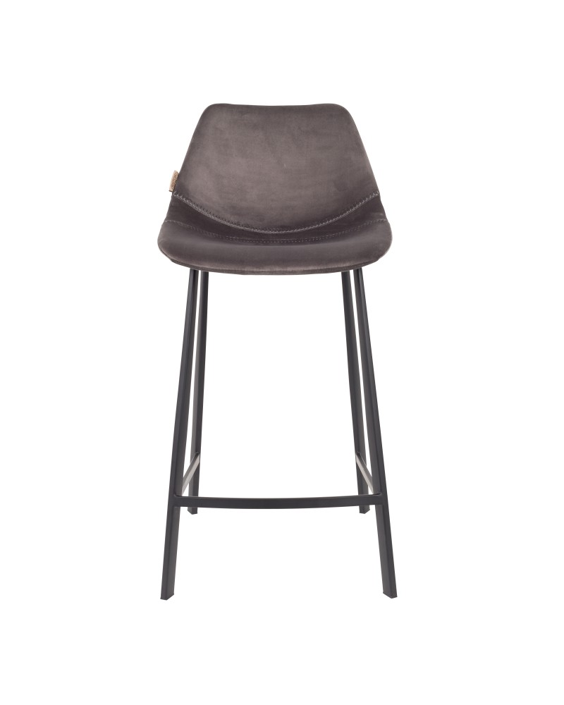 FRANKY Counter Stool | Velvet Grey, Black legs