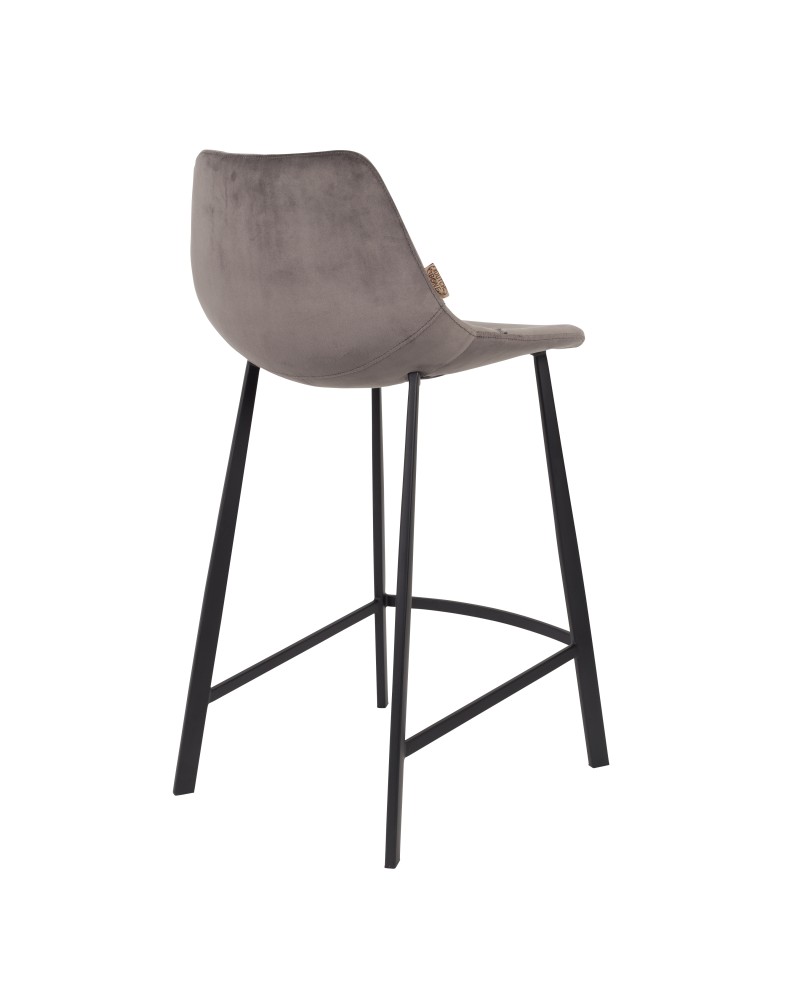 FRANKY Counter Stool | Velvet Grey, Black legs