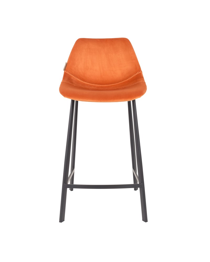 FRANKY Counter Stool | Velvet Orange , Black legs