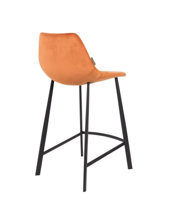 FRANKY Counter Stool | Velvet Orange , Black legs