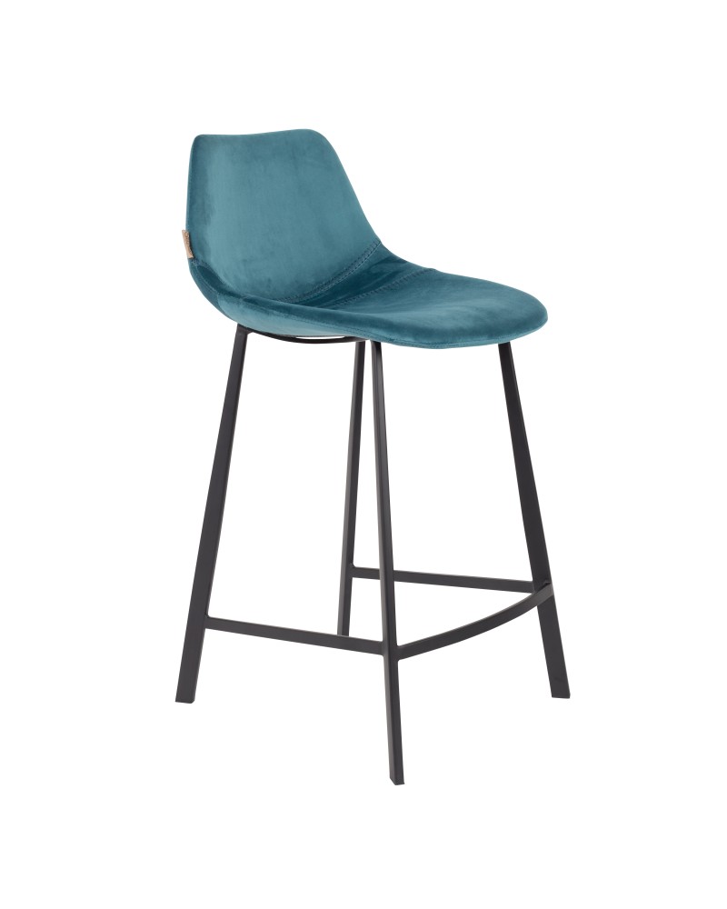 FRANKY Counter Stool | Velvet Petrol, Black legs