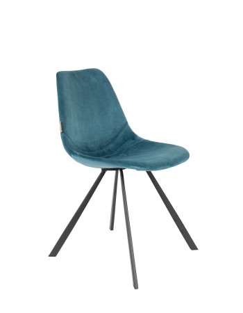 FRANKY Chair | Velvet Petrol, Black legs