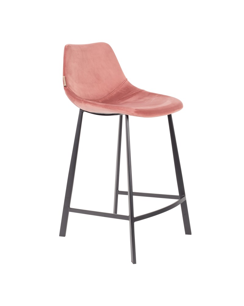 FRANKY Counter Stool | Velvet Old Pink, Black legs