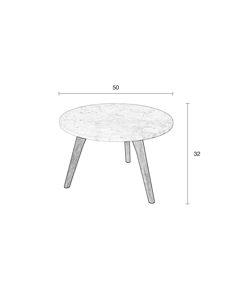 Side Table White Stone L