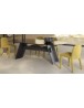 NATUREDESIGN - DINING TABLE WAVE 240X120CM, CAST GLASS FUME, BASE SOLID OAK WOOD BLACK , METAL BLACK
