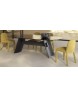 NATUREDESIGN - DINING TABLE WAVE 240X120CM, CAST GLASS FUME, BASE SOLID OAK WOOD BLACK , METAL BLACK