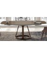 NACHER - DINING TABLE EXTENDABLE ALICE 160/240X90 TOP GLASS WHITE & LEGS CH NOGAL