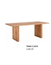 CAREL - DINING TABLE SASA LUNA WOOD WALNUT 220X100CM - LIVE EDGE OAK TOP WITH OAK STRAIGHT LEGS