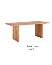 CAREL - DINING TABLE SASA LUNA WOOD WALNUT 220X100CM - LIVE EDGE OAK TOP WITH OAK STRAIGHT LEGS