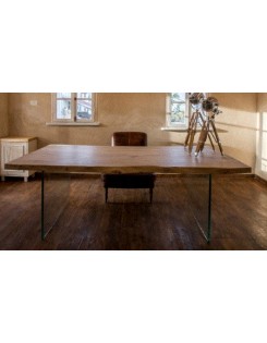 CAREL - DINING TABLE ALIEN WITH GLASS LEGS - NATURAL