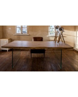 CAREL - DINING TABLE ALIEN WITH GLASS LEGS - NATURAL