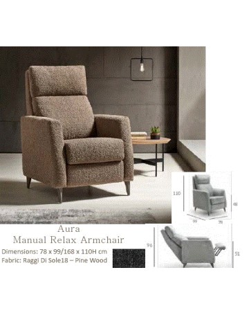 SUINTA - ARMCHAIR MANUAL RELAX AURA - RAGGI DI SOLE 18/PINE WOOD LEGS