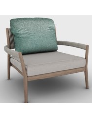 FRAGKALIS - ARMCHAIR IROKO/ FABRIC ORANGE GARDEN L26/02, SEAT- FABRIC ORANGE GARDEN L24/02