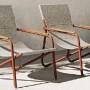 ATM  - LOUNGE CHAIR ZANTE TERRACOTTA ALUMINIUM + TEAK  + WHITE TEXTILENE