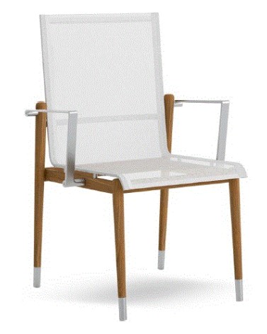 ATM  - ARMCHAIR LINK TEAK + STEEL + WHITE TEXTILENE
