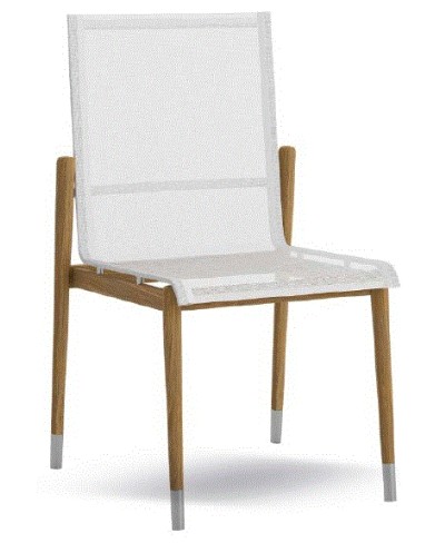 ATM  - CHAIR LINK TEAK + STEEL + WHITE TEXTILENE