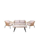 SALSA SOFA SET - BLACK / WICKER NATURAL