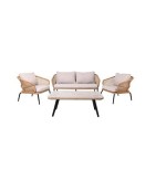 SALSA SOFA SET - BLACK / WICKER NATURAL