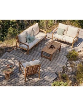 EXJ - SOFA 3-SEATER MALO IROKO WITH CUSHIONS PANAMA BCO 06/54