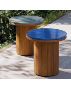 ATM - SERVICE TABLE FRISBEE IN TEAK/ LAVIC STONE TOP