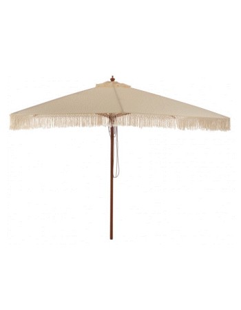 BB- UMBRELLA MACRAME  BEIGE/WOOD -300X300X250CM