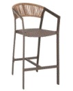 BB - COUNTER STOOL ALUMINUM WITH ARMS CHAMPAGNE-COLORED TEXTLINE PE RATTAN 56X58X105HCM