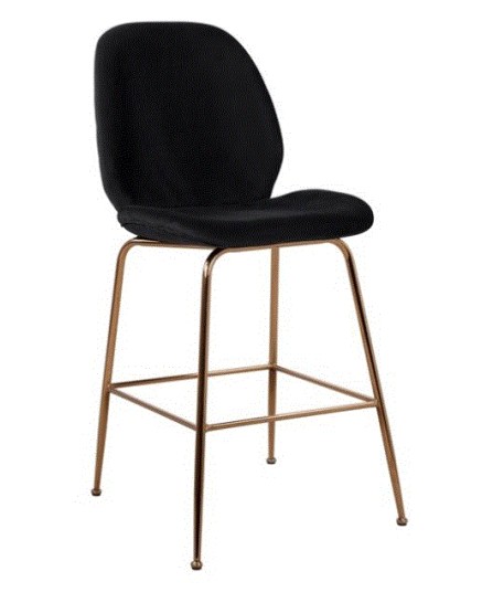 BB - COUNTER STOOL NORA VELVET BLACK /GOLD